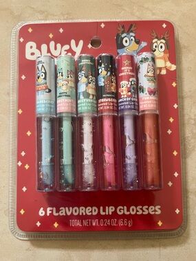 Bluey 6-Pack Flavored Lip Gloss Set - Assorted Holiday Colors